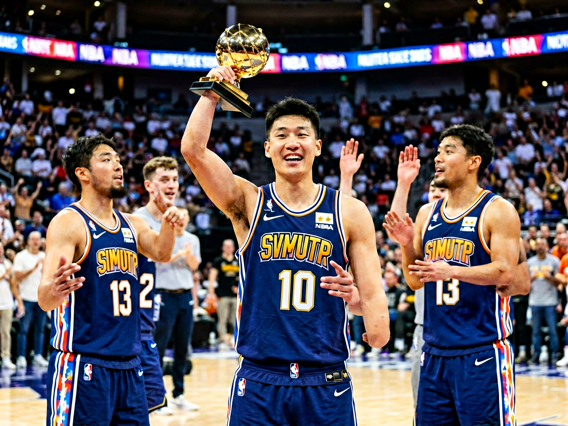 NBA最佳球员评选：篮球运动员领奖瞬间，展现职业联赛的荣誉时刻